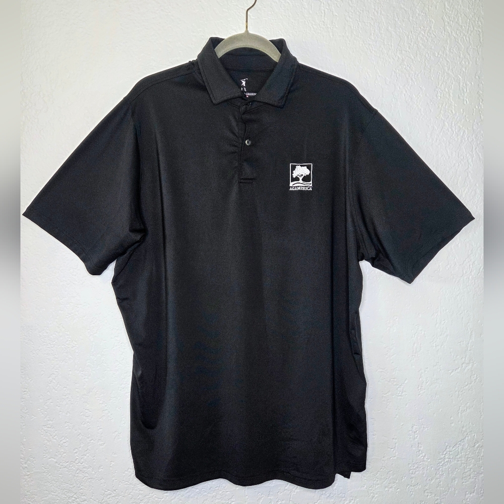 Fairway & Greene Black Tournament Solid Tech Jersey Polo Shirt Size XL AgAmerica